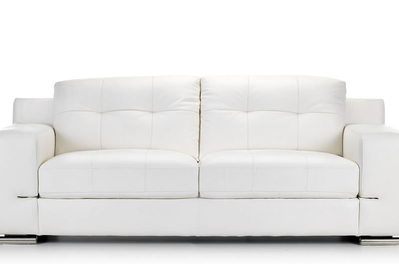 Leather 3 Seater Sofa White