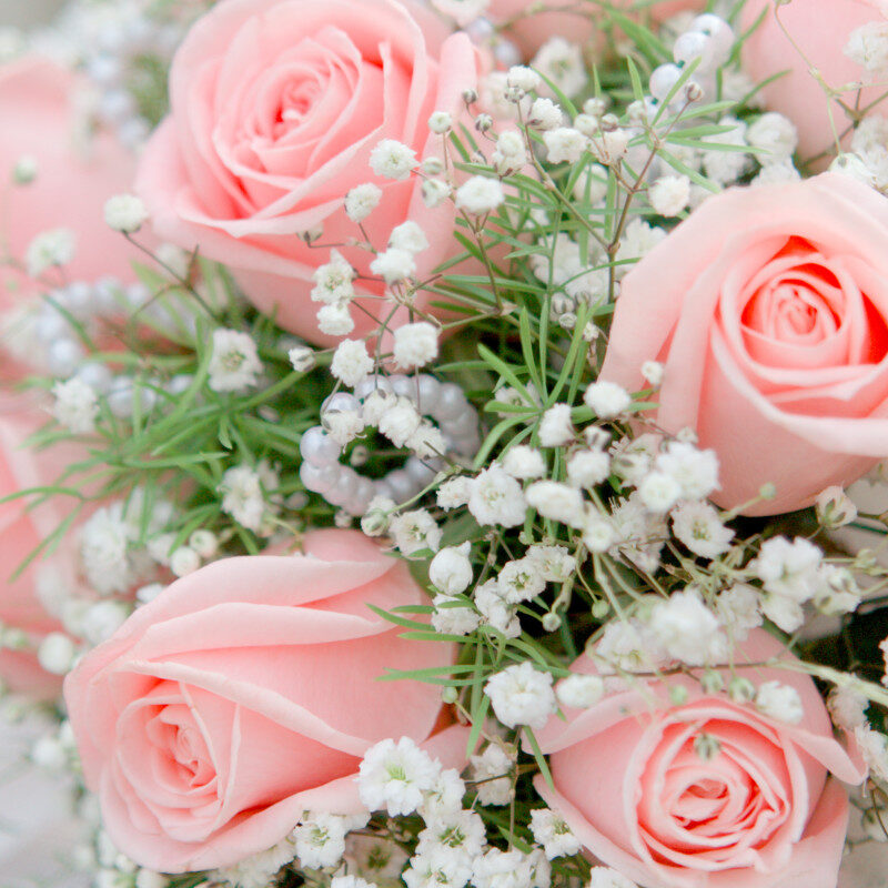 Pink Roses With Gypsy Grass