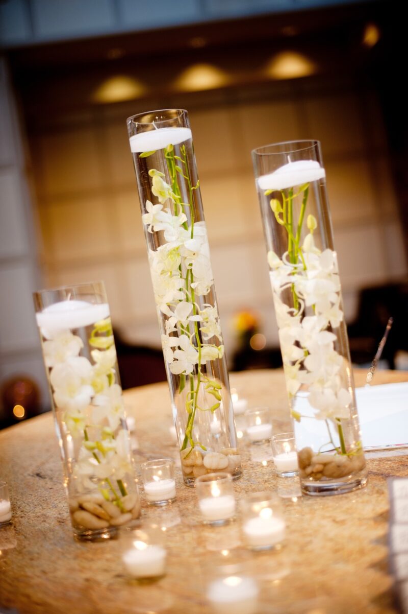 Diy Details Hurricane Vases Floating White Orchids Centerpieces Full