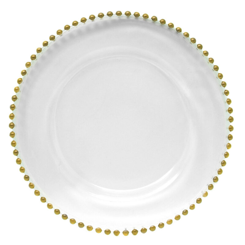 Glass Gold Beaded Charger Plate