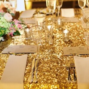 Gold Sequin Rectangular Tablecloth - Image 2