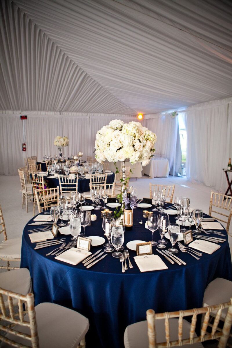 132" Navy Blue Round Tablecloth - Image 2