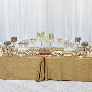 Gold Sequin Rectangular Tablecloth - Image 3