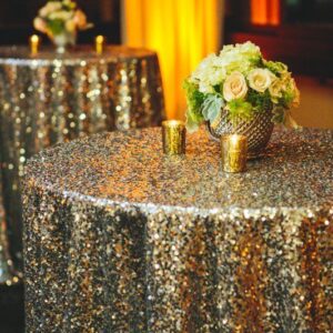 Gold Sequin Round Tablecloth - Image 4
