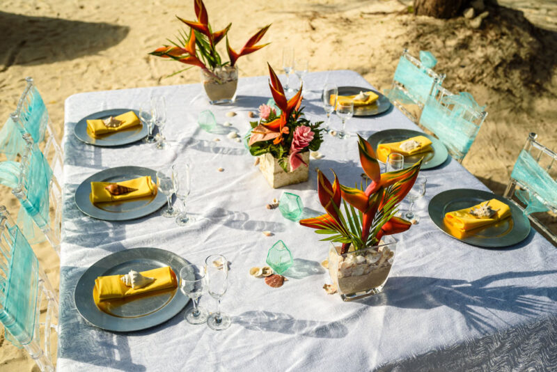 Heliconia Beach Tropical Centerpiece in Glass Vase - Image 4